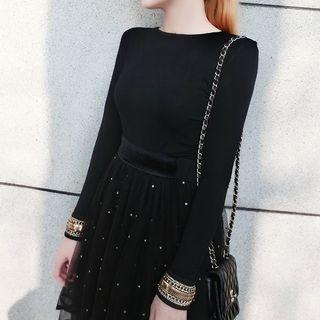 Metal Accent Long-sleeve T-shirt