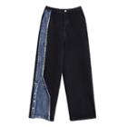 Two-tone Straight Leg Jeans Black - One Size