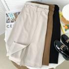 Slit-hem High-waist Midi Skirt With Belt