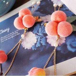 Chained Peach Hair Clip 1 Pair - Orange - One Size