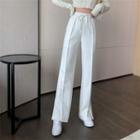 Drawstring Straight Leg Pants White - One Size