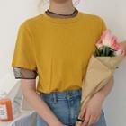 Insert Mesh Plain Short-sleeve T-shirt