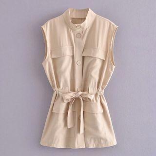Tie Waist Button Vest