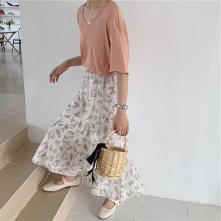 Floral Irregular Skirt White - One Size