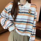 Couple Matching Long-sleeve Striped T-shirt / Polo Shirt