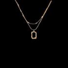 Rectangle Pendant Layered Alloy Necklace 1 Piece - Necklace - Gold - One Size