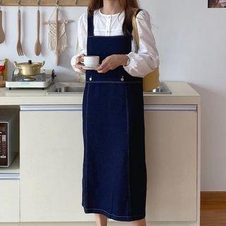 Puff-sleeve Shirt / Denim Jumper Dress