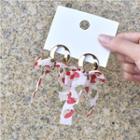 Cherry Print Riboon Alloy Dangle Earring 1 Pair - White & Red & Gold - One Size