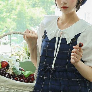 Tie-neck Linen Blend Blouse