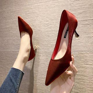Satin Spool-heel Pumps