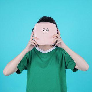 Embroidered Faux Leather Crossbody Square Bag