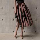 Pattern Mesh A-line Long Skirt