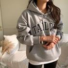 Fleece-lined Letter Hoodie Gray - One Size