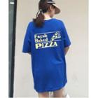 Pizza Print Elbow-sleeve Long T-shirt