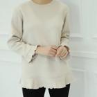 Frill-hem Napped T-shirt In 5 Colors
