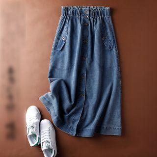 Denim Button-up Midi Skirt