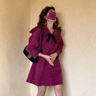 Long-sleeve Mini Sailor Collar Dress