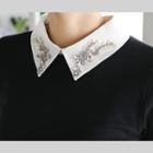 Embellished-collar Rib Knit Top