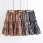 Frill Trim Plaid A-line Skirt