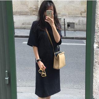 Short-sleeve Tie-back Dress