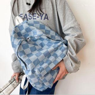 Plaid Denim Backpack