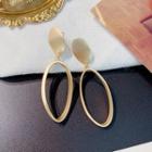 Matte Oval Alloy Dangle Earring 1 Pc - Gold - One Size