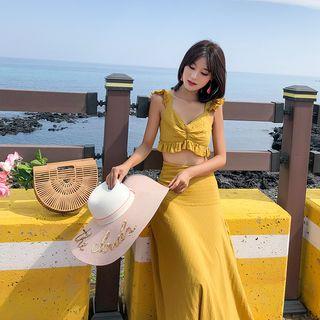 Set: Ruffle Trim Camisole Top + Maxi Skirt