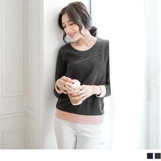 Contrast Trim Round Neck Top