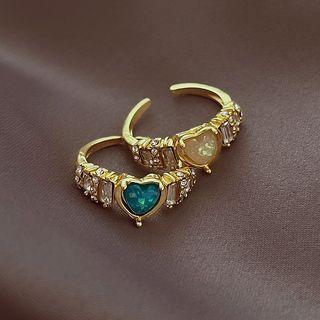 Heart Faux Crystal Alloy Open Ring