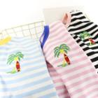Embroidered Short-sleeve Striped T-shirt