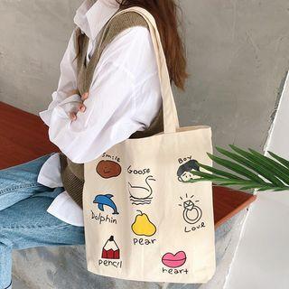 Printed Tote Bag Cartoon - One Size