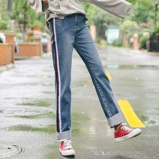 Stripe Straight Jeans