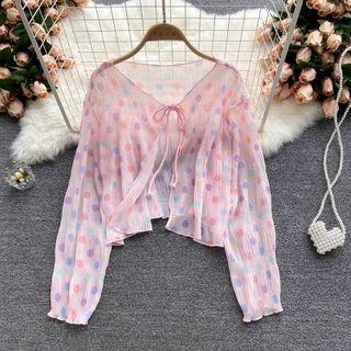 Dots Long-sleeve Chiffon Top