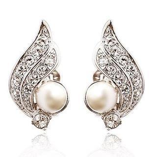 Rhinestone Faux-pearl Earrings