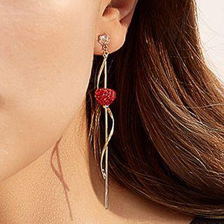 Rhinestone Heart Drop Earring 1 Pair - Gold - One Size