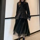 Set: Shirred Shirt + A-line Skirt