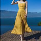 Halter Pleated Midi Sundress