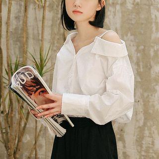 Cold Shoulder Striped Shirt