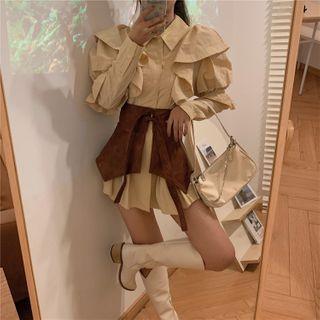 Ruffle Trim Mini Shirtdress / Plain Corset