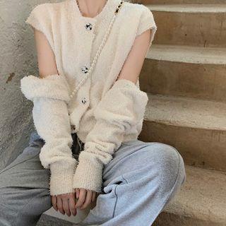Detachable-sleeves Mohair Cardigan