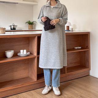 High-neck Brushed Fleece Lined Dress