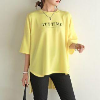 Dip-back Letter Oversized T-shirt