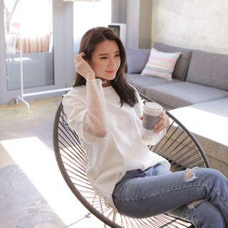 Mesh Layered-sleeve Top