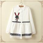Rabbit Embroidered Shirt White - One Size