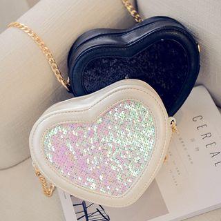 Sequined Heart Shoulder Bag
