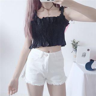 Frill Trim Cropped Sleeveless Top