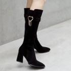 Pointed Chunky Heel Tall Boots