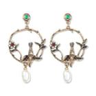 Faux Pearl Alloy Bird & Branches Dangle Earring 1 Pair - As Shown In Figure - One Size