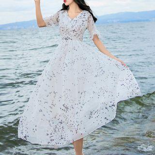 Short-sleeve Maxi Sun Chiffon Dress