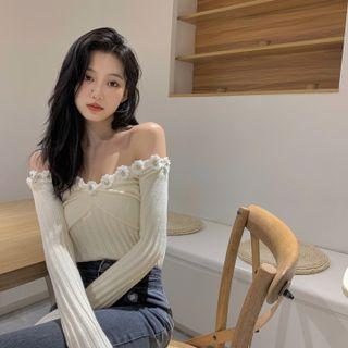 Floral Knit Top Off-white - One Size